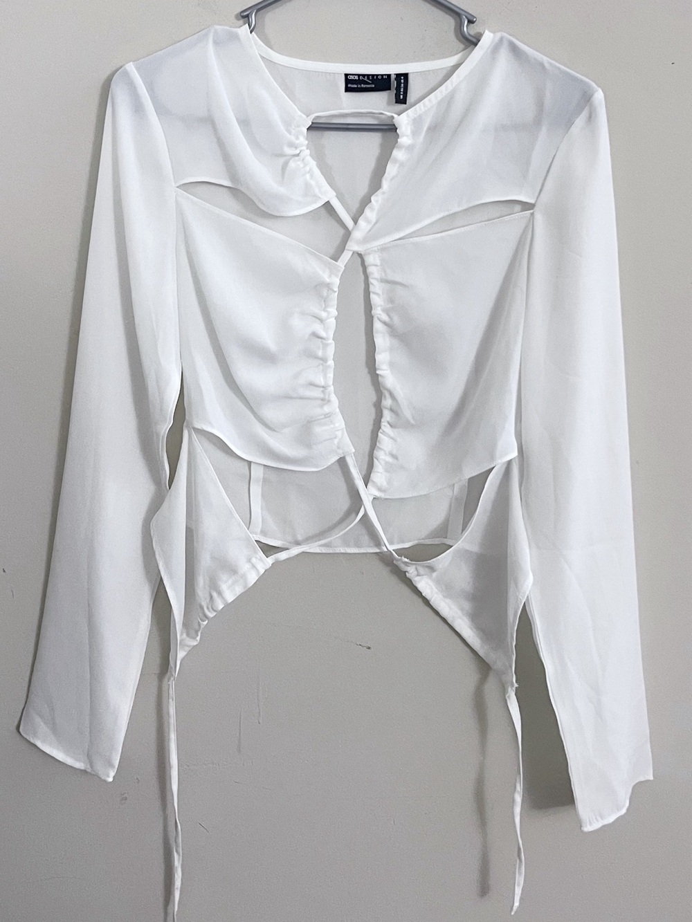 ASOS WhiteCutout Tie-Front Blouse Fairy Festival Summer Party Boho